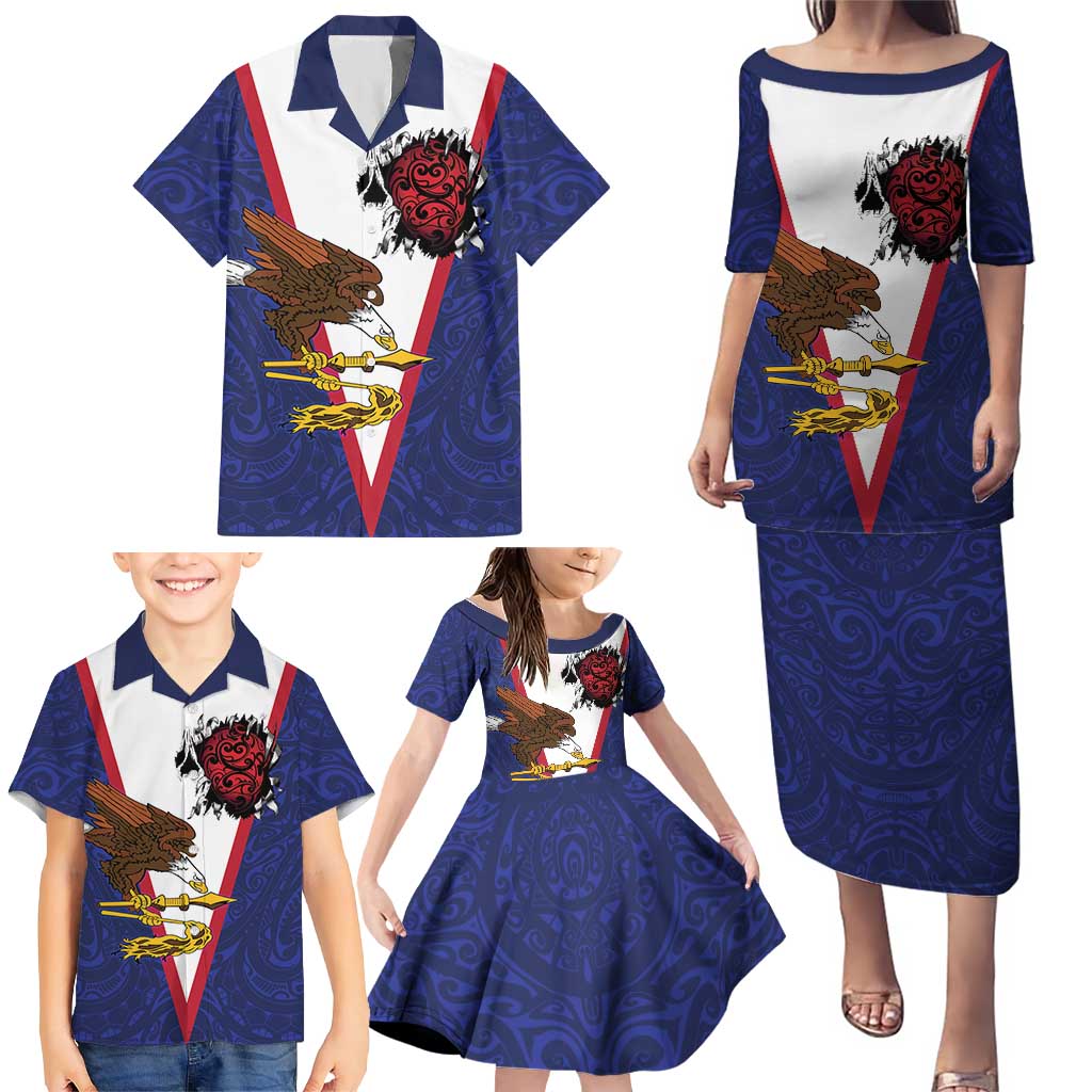 American Samoa Heart Tribal Personalized Family Matching Puletasi and Hawaiian Shirt Polynesian Patterns