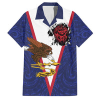 American Samoa Heart Tribal Personalized Family Matching Tank Maxi Dress and Hawaiian Shirt Polynesian Patterns LT9 Dad's Shirt - Short Sleeve Blue - Polynesian Pride