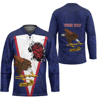 American Samoa Heart Tribal Personalized Hockey Jersey Polynesian Patterns