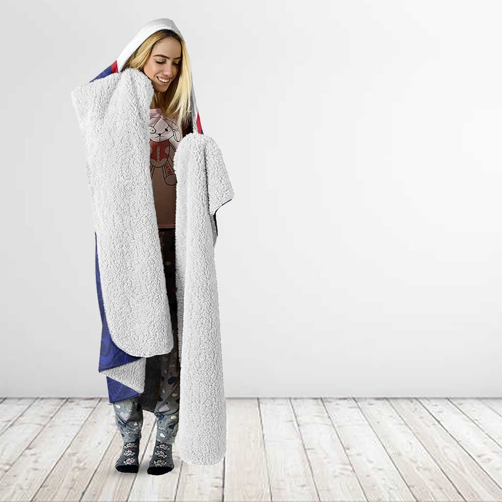 American Samoa Heart Tribal Personalized Hooded Blanket Polynesian Patterns