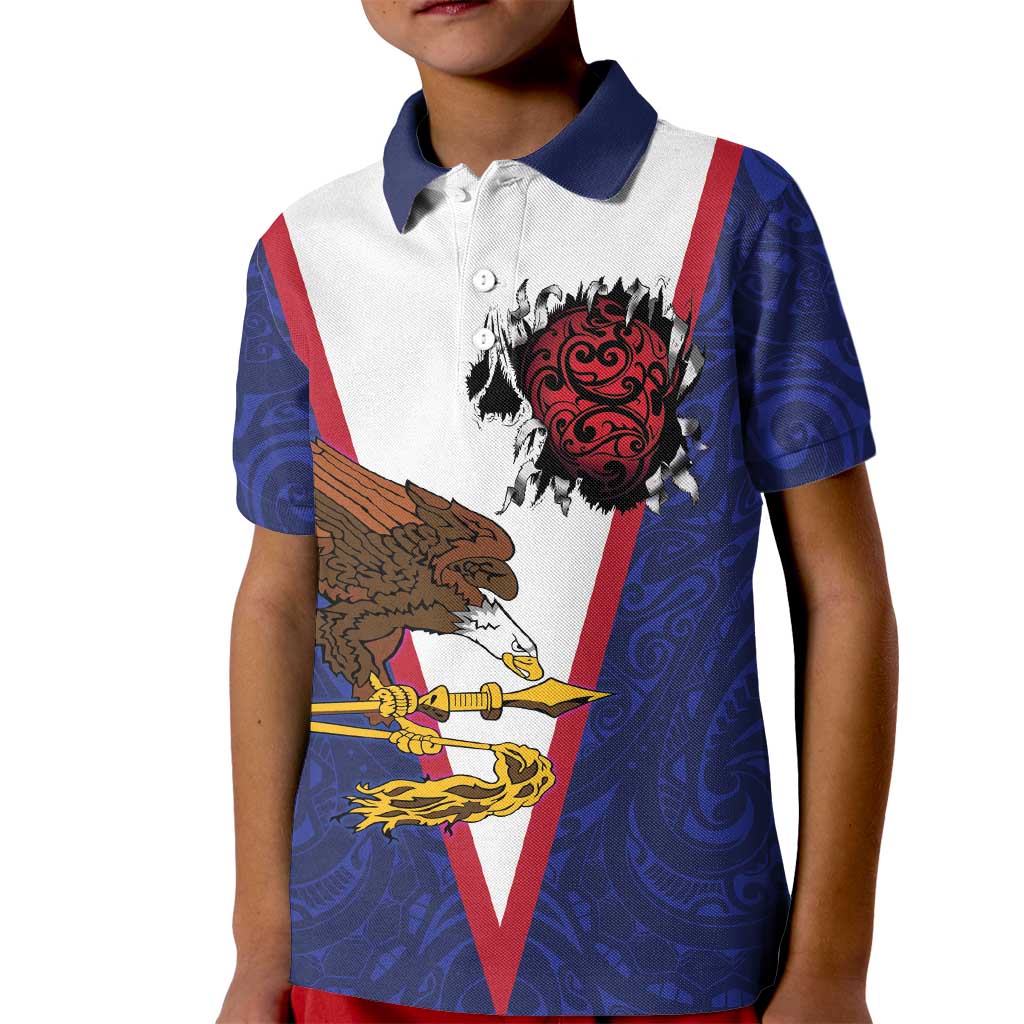 American Samoa Heart Tribal Personalized Kid Polo Shirt Polynesian Patterns