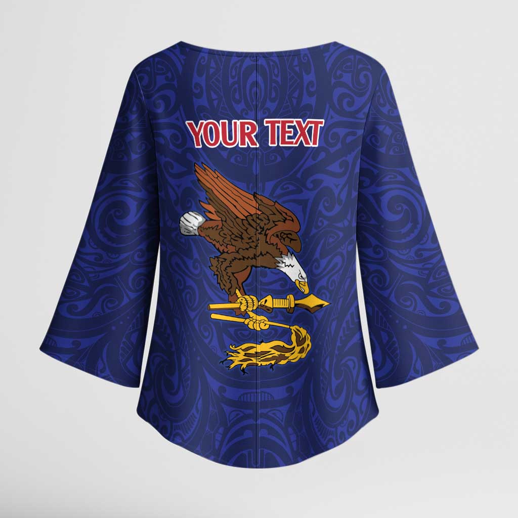 American Samoa Heart Tribal Personalized Kimono Sleeve Blouse Polynesian Patterns