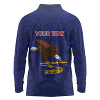 American Samoa Heart Tribal Personalized Long Sleeve Polo Shirt Polynesian Patterns