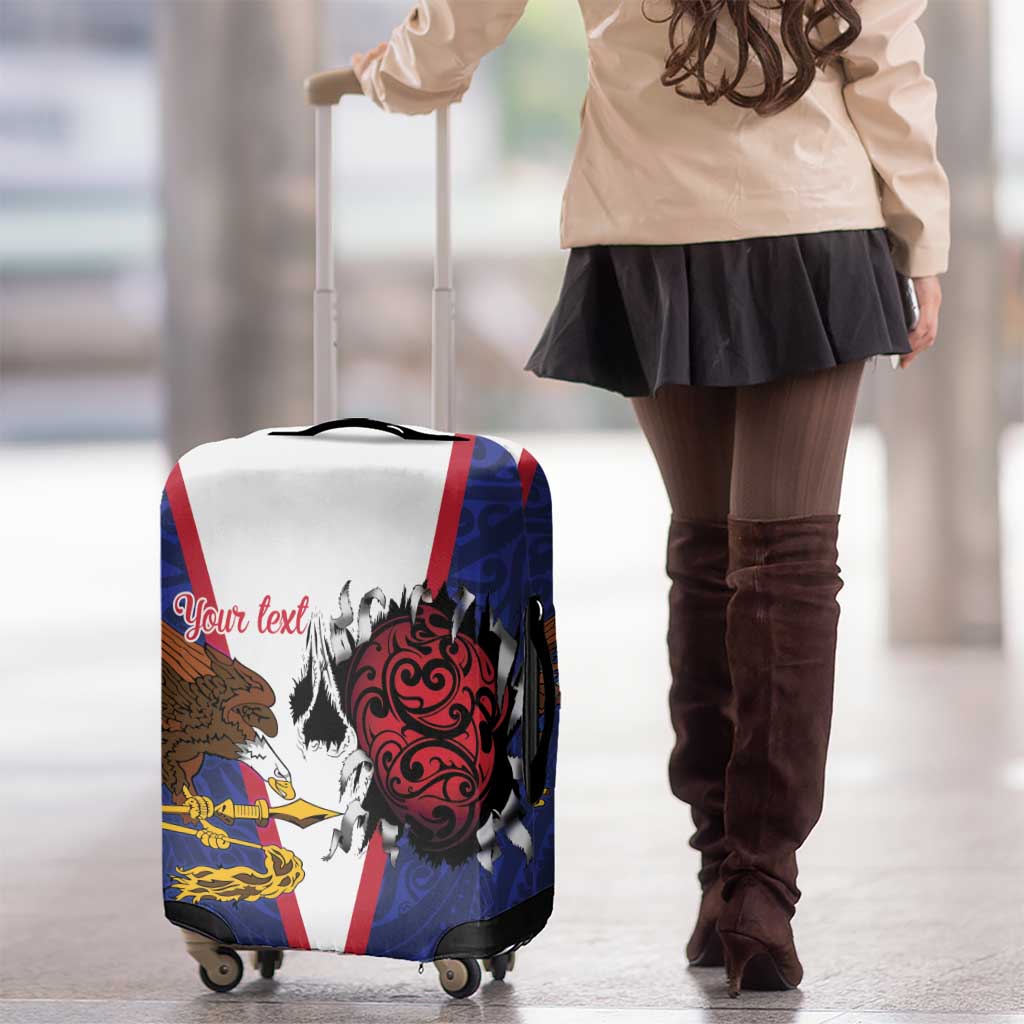 American Samoa Heart Tribal Personalized Luggage Cover Polynesian Patterns