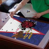 American Samoa Heart Tribal Personalized Puzzle Polynesian Patterns