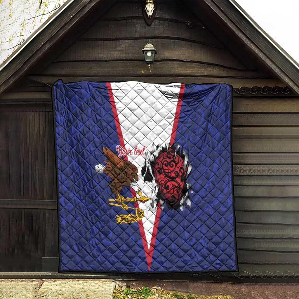 American Samoa Heart Tribal Personalized Quilt Polynesian Patterns