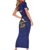 American Samoa Heart Tribal Personalized Short Sleeve Bodycon Dress Polynesian Patterns LT9 - Polynesian Pride