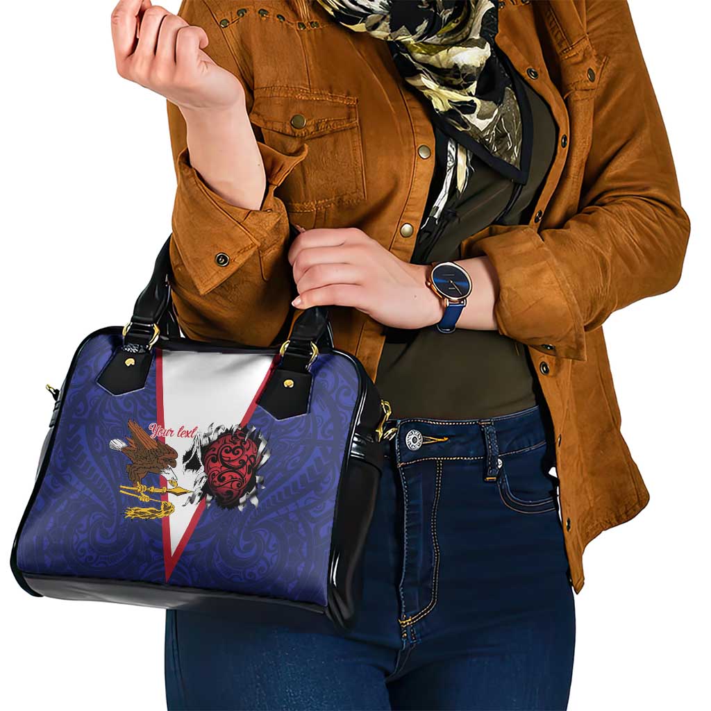 American Samoa Heart Tribal Personalized Shoulder Handbag Polynesian Patterns