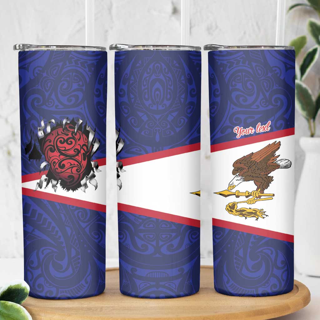 American Samoa Heart Tribal Personalized Skinny Tumbler Polynesian Patterns