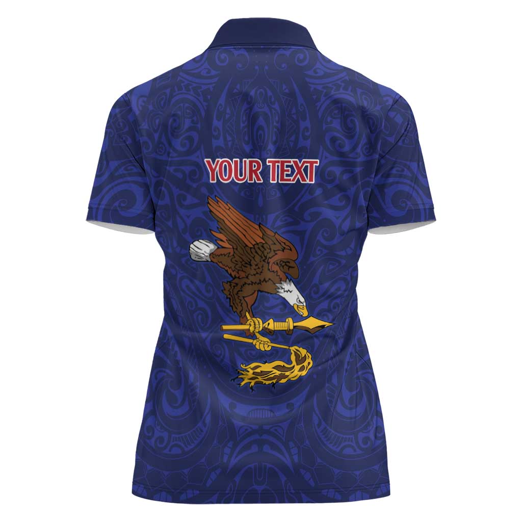 American Samoa Heart Tribal Personalized Women Polo Shirt Polynesian Patterns