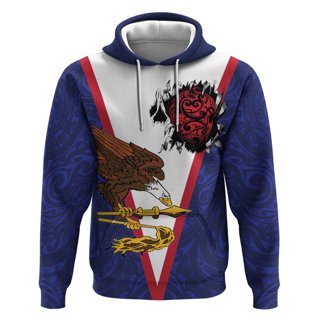 American Samoa Heart Tribal Personalized Zip Hoodie Polynesian Patterns