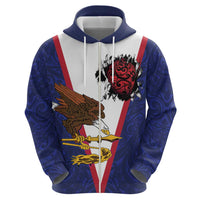 American Samoa Heart Tribal Personalized Zip Hoodie Polynesian Patterns