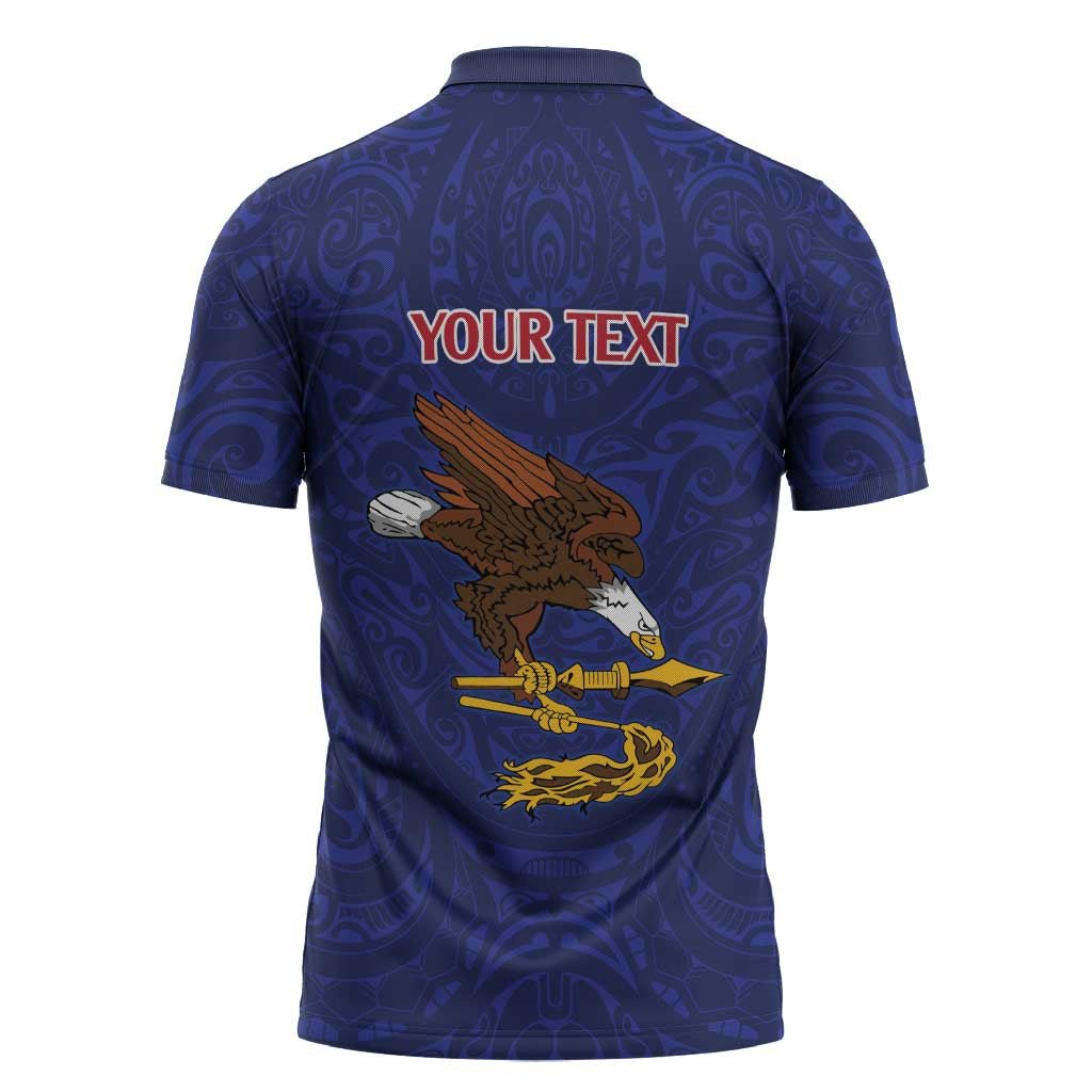 American Samoa Heart Tribal Personalized Zipper Polo Shirt Polynesian Patterns