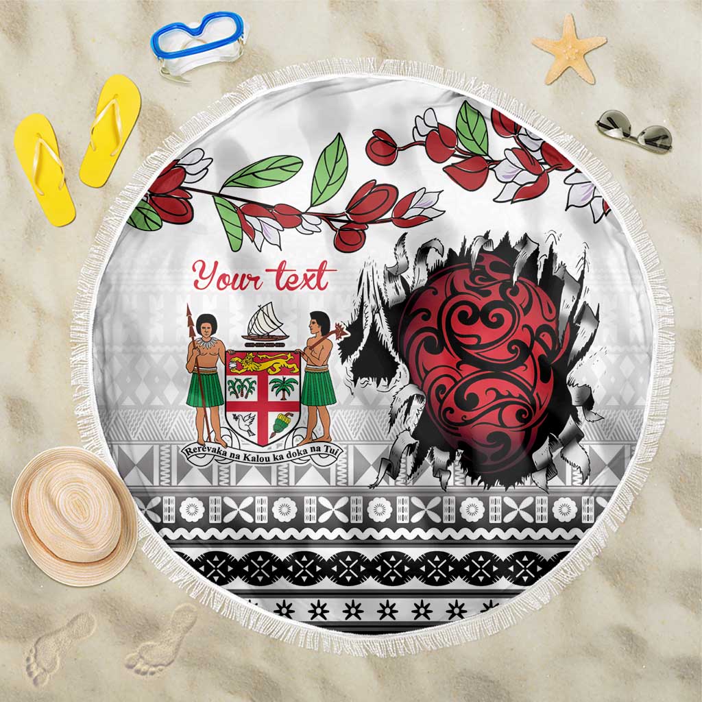 Fiji Heart Tribal Personalised Beach Blanket Polynesian Patterns