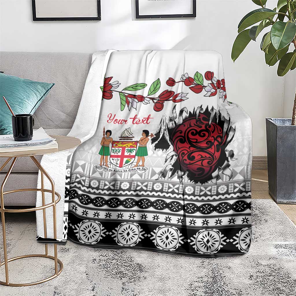 Fiji Heart Tribal Personalised Blanket Polynesian Patterns
