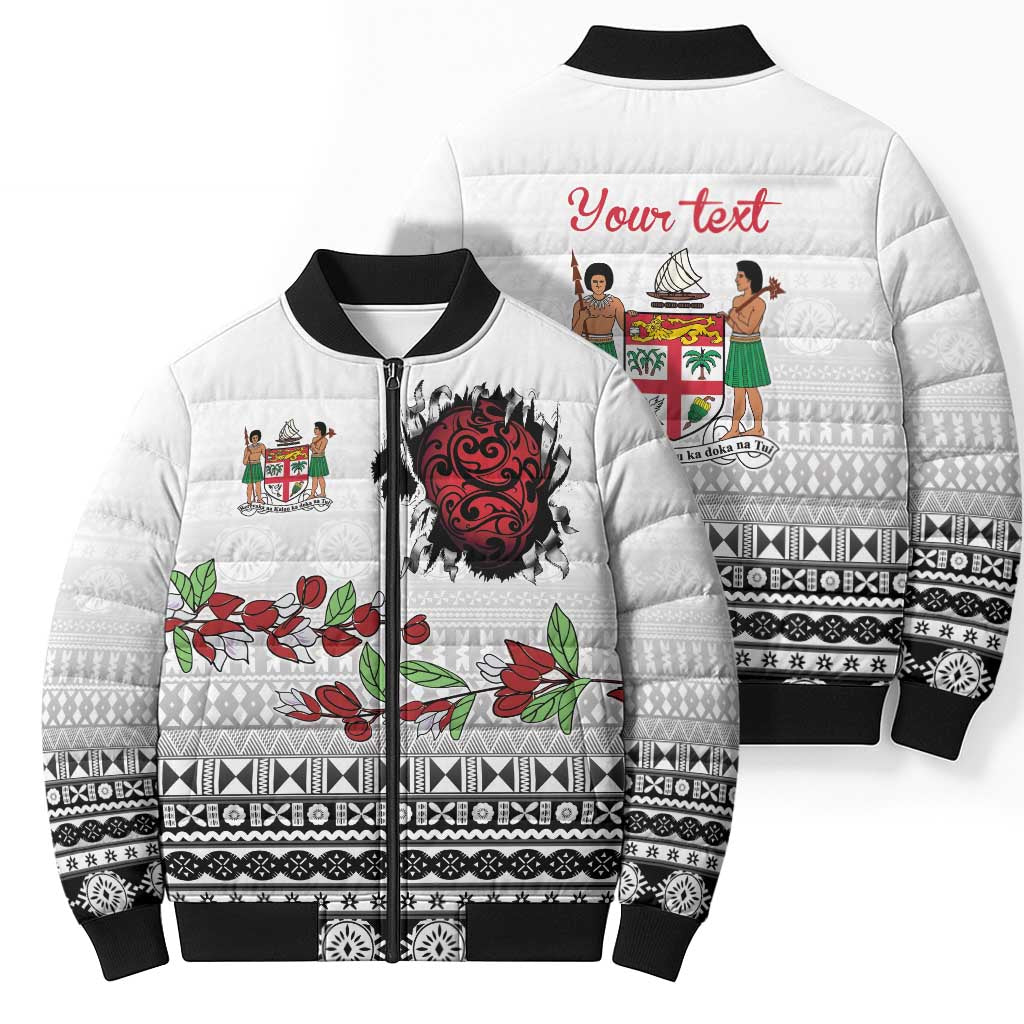 Fiji Heart Tribal Personalised Bomber Puffer Jacket Polynesian Patterns