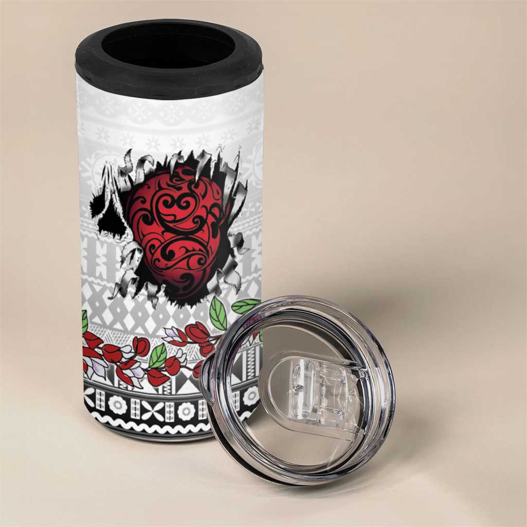 Fiji Heart Tribal Personalised 4 in 1 Can Cooler Tumbler Polynesian Patterns