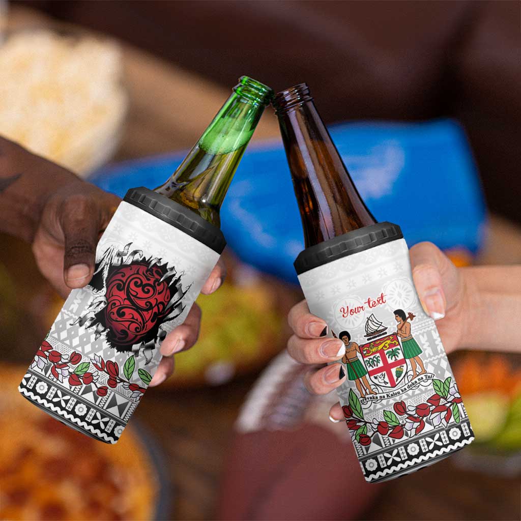 Fiji Heart Tribal Personalised 4 in 1 Can Cooler Tumbler Polynesian Patterns