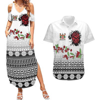 Fiji Heart Tribal Personalised Couples Matching Summer Maxi Dress and Hawaiian Shirt Polynesian Patterns LT9 White - Polynesian Pride