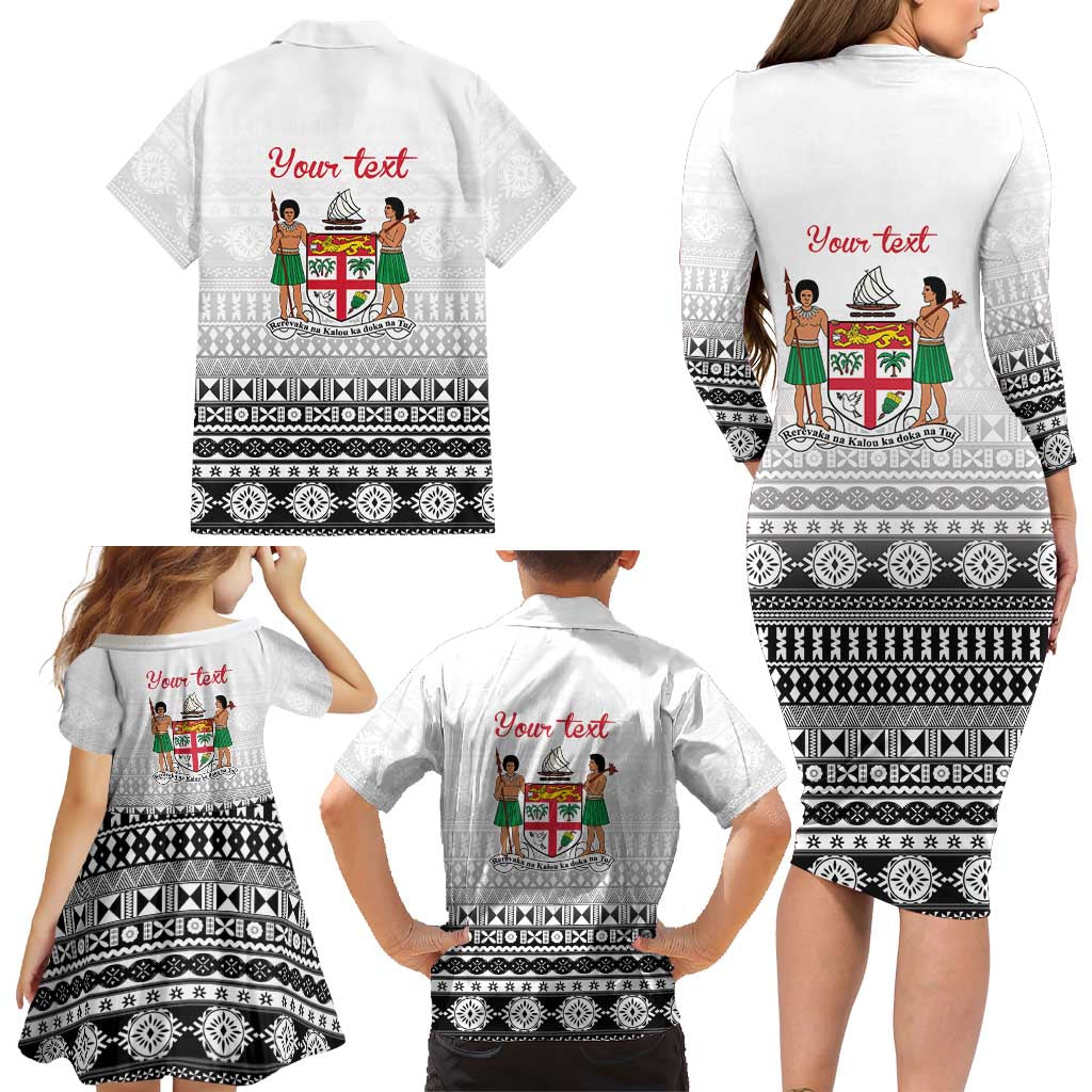 Fiji Heart Tribal Personalised Family Matching Long Sleeve Bodycon Dress and Hawaiian Shirt Polynesian Patterns LT9 - Polynesian Pride