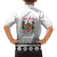 Fiji Heart Tribal Personalised Family Matching Off The Shoulder Long Sleeve Dress and Hawaiian Shirt Polynesian Patterns LT9 - Polynesian Pride