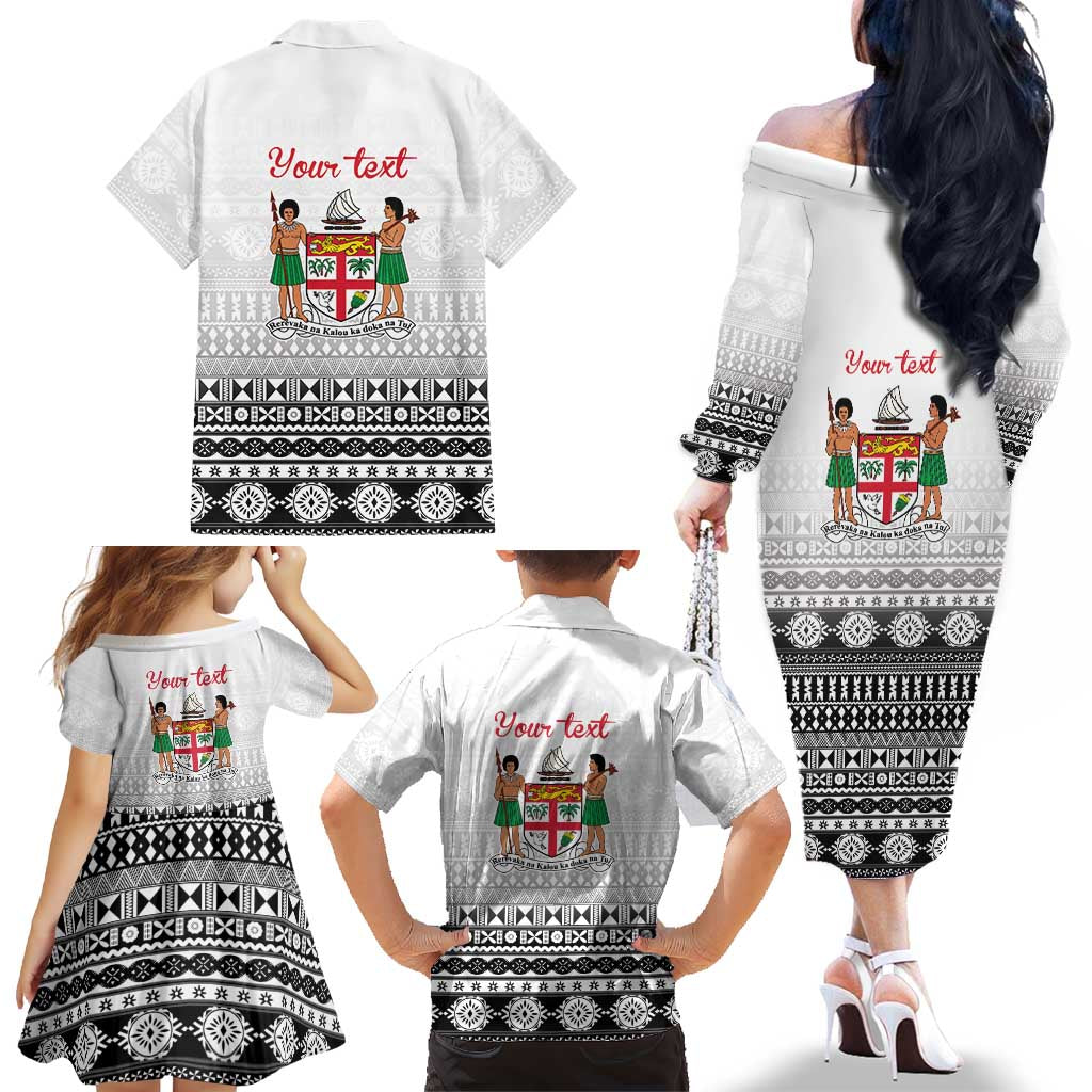 Fiji Heart Tribal Personalised Family Matching Off The Shoulder Long Sleeve Dress and Hawaiian Shirt Polynesian Patterns LT9 - Polynesian Pride