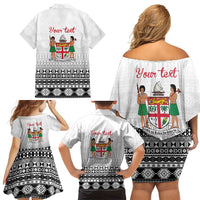 Fiji Heart Tribal Personalised Family Matching Off Shoulder Short Dress and Hawaiian Shirt Polynesian Patterns LT9 - Polynesian Pride
