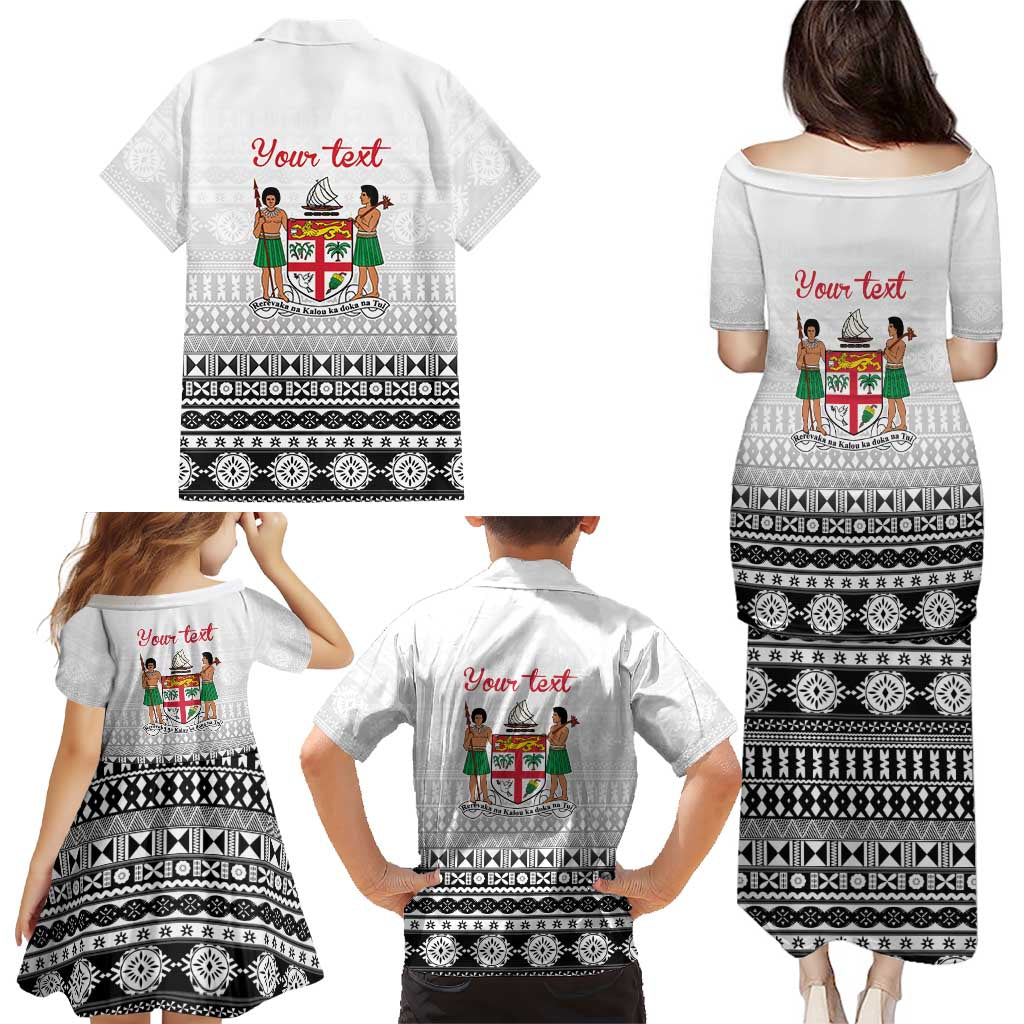 Fiji Heart Tribal Personalised Family Matching Puletasi and Hawaiian Shirt Polynesian Patterns