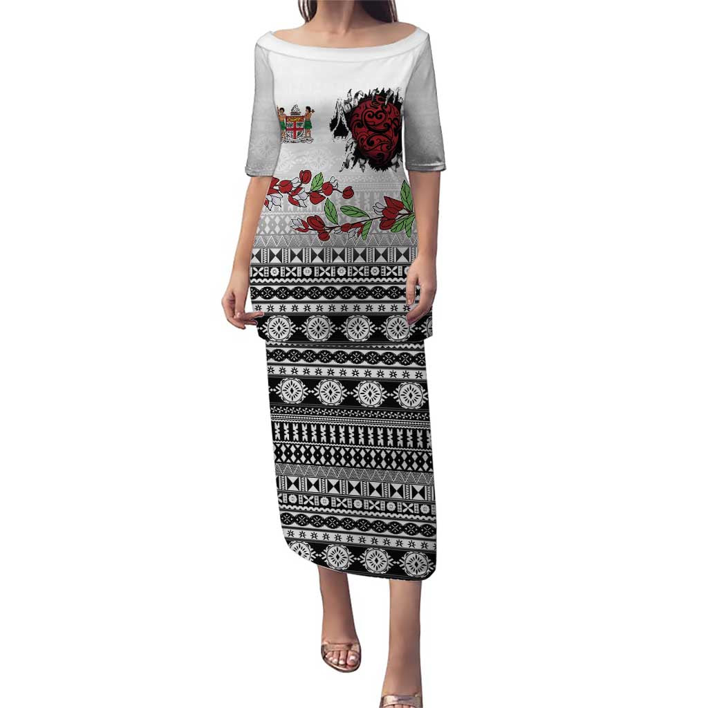 Fiji Heart Tribal Personalised Family Matching Puletasi and Hawaiian Shirt Polynesian Patterns