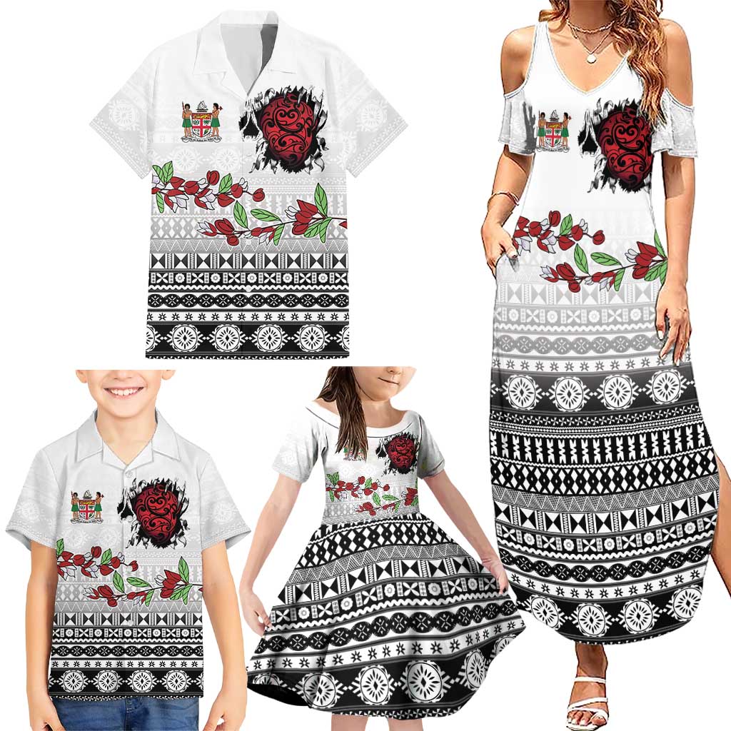 Fiji Heart Tribal Personalised Family Matching Summer Maxi Dress and Hawaiian Shirt Polynesian Patterns LT9 - Polynesian Pride
