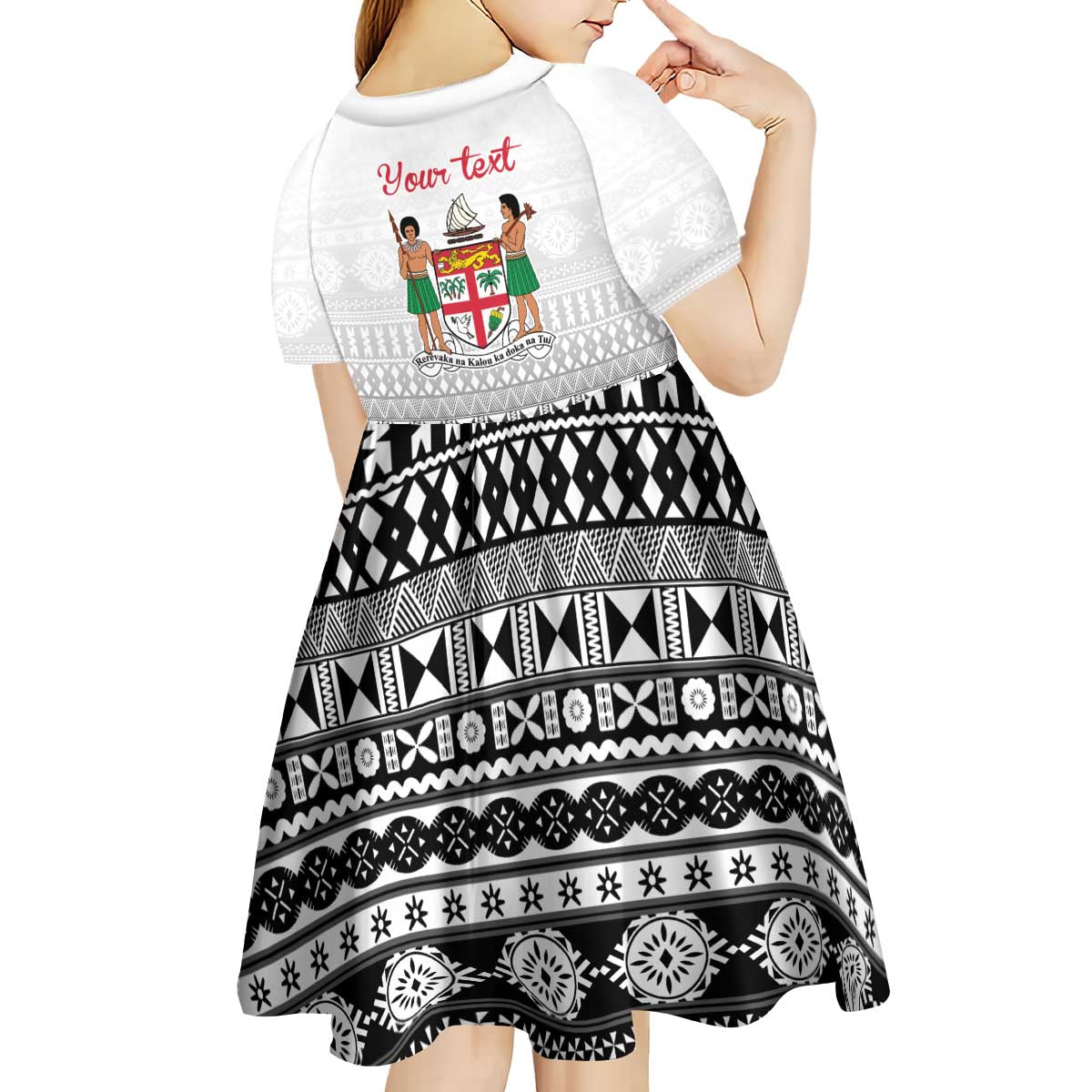 Fiji Heart Tribal Personalised Kid Short Sleeve Dress Polynesian Patterns LT9 - Polynesian Pride