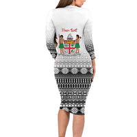 Fiji Heart Tribal Personalised Long Sleeve Bodycon Dress Polynesian Patterns LT9 - Polynesian Pride