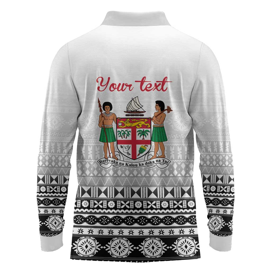 Fiji Heart Tribal Personalised Long Sleeve Polo Shirt Polynesian Patterns LT9 - Polynesian Pride