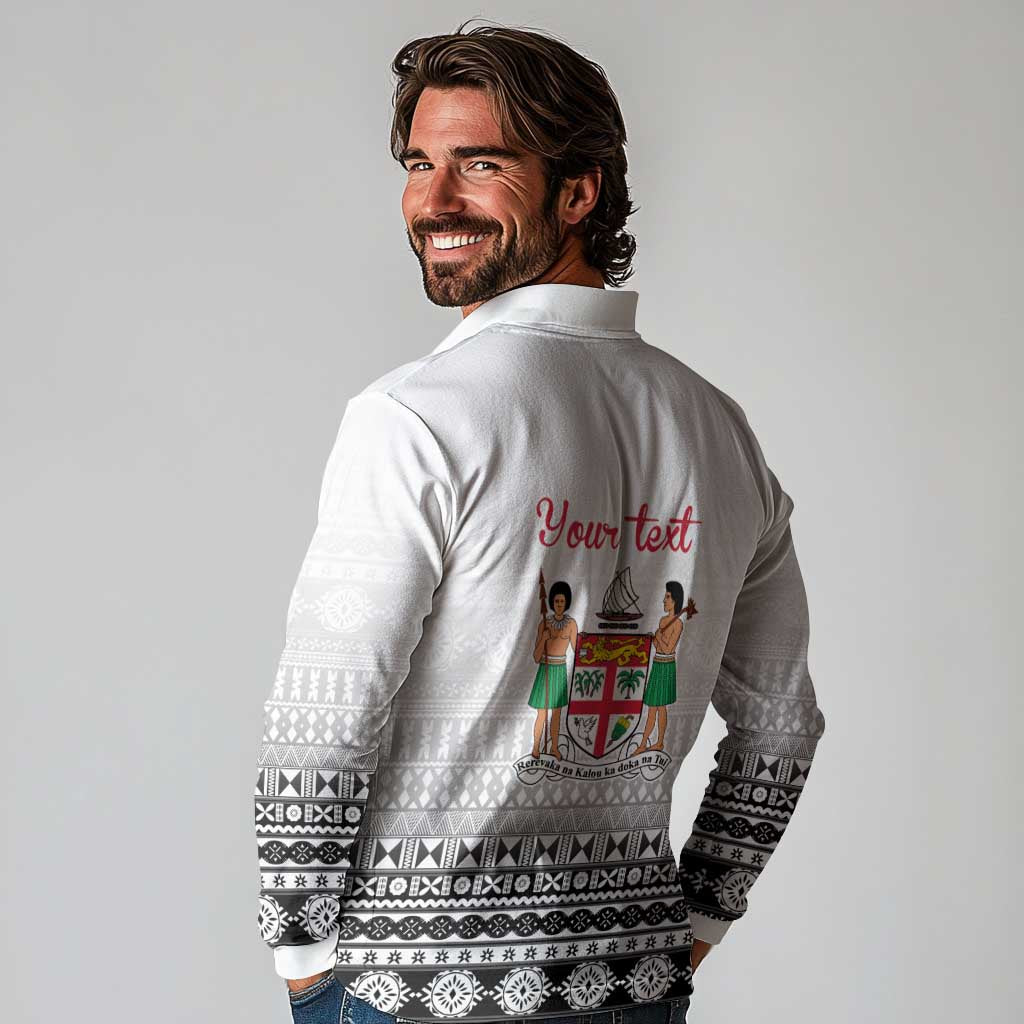 Fiji Heart Tribal Personalised Long Sleeve Polo Shirt Polynesian Patterns LT9 - Polynesian Pride