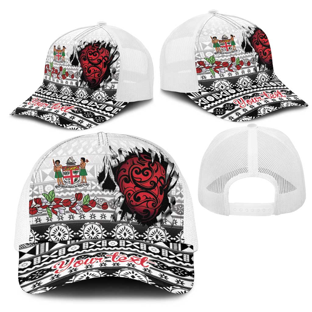 Fiji Heart Tribal Personalised Mesh Trucker Cap Polynesian Patterns