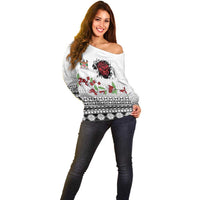 Fiji Heart Tribal Personalised Off Shoulder Sweater Polynesian Patterns