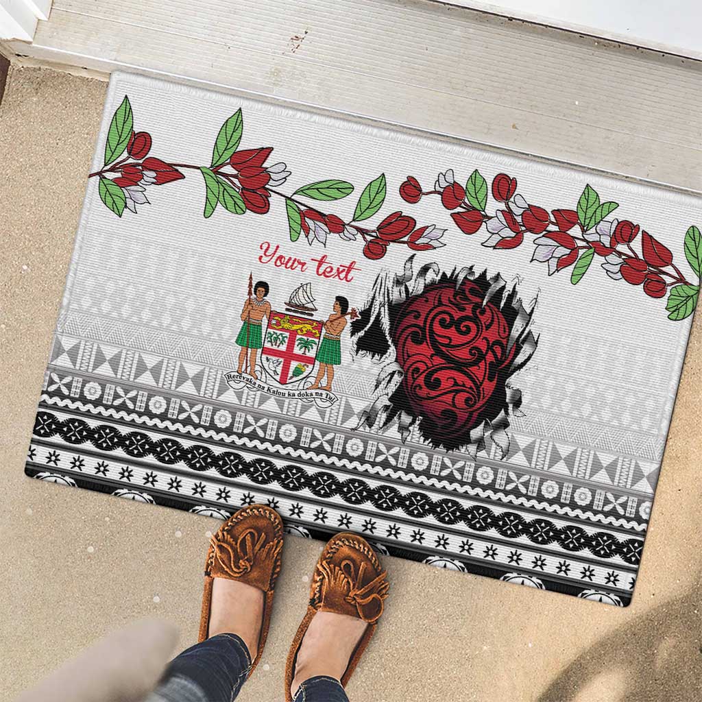 Fiji Heart Tribal Personalised Rubber Doormat Polynesian Patterns