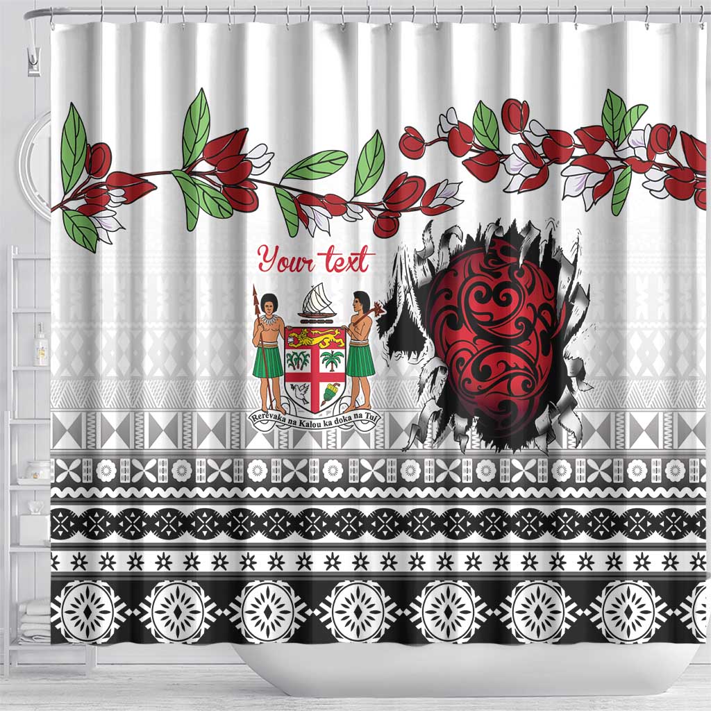 Fiji Heart Tribal Personalised Shower Curtain Polynesian Patterns
