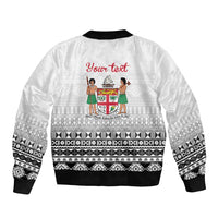 Fiji Heart Tribal Personalised Sleeve Zip Bomber Jacket Polynesian Patterns