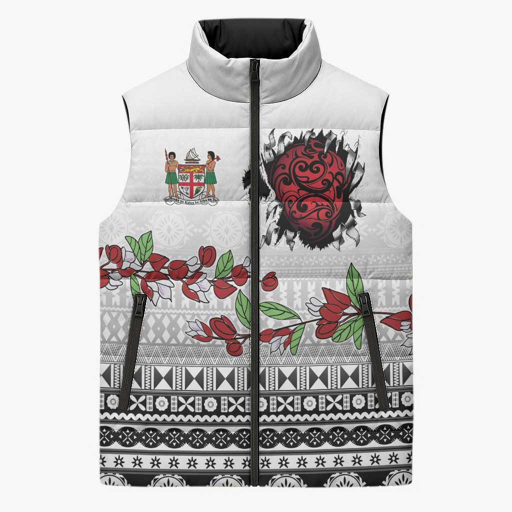 Fiji Heart Tribal Personalised Sleeveless Puffer Jacket Polynesian Patterns