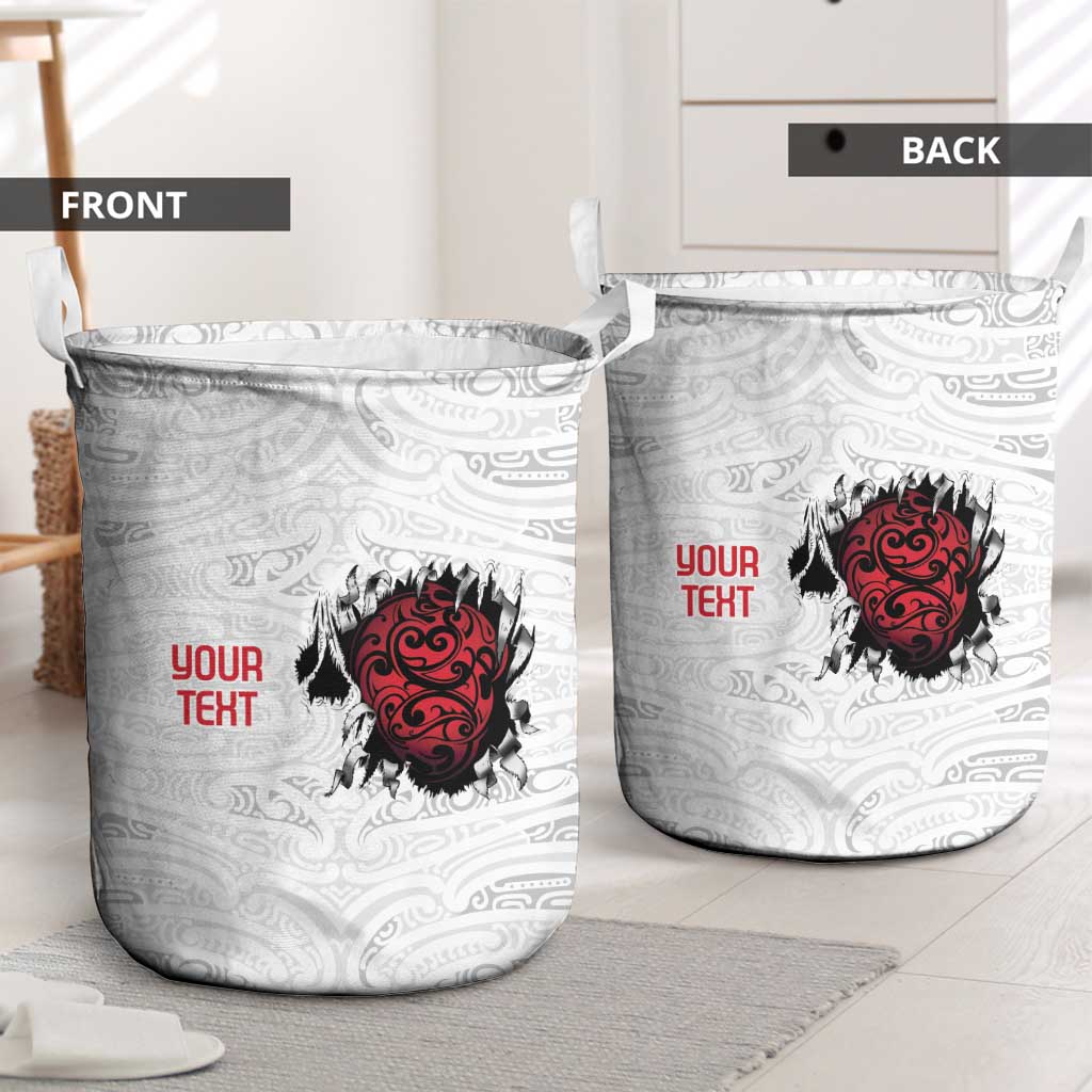 New Zealand Maori Heart Tribal Personalised Laundry Basket Polynesian Patterns