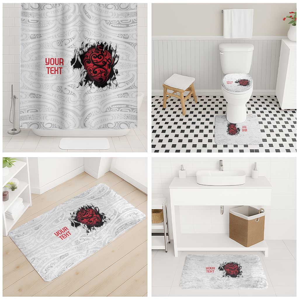 New Zealand Maori Heart Tribal Personalised Bathroom Set Polynesian Patterns