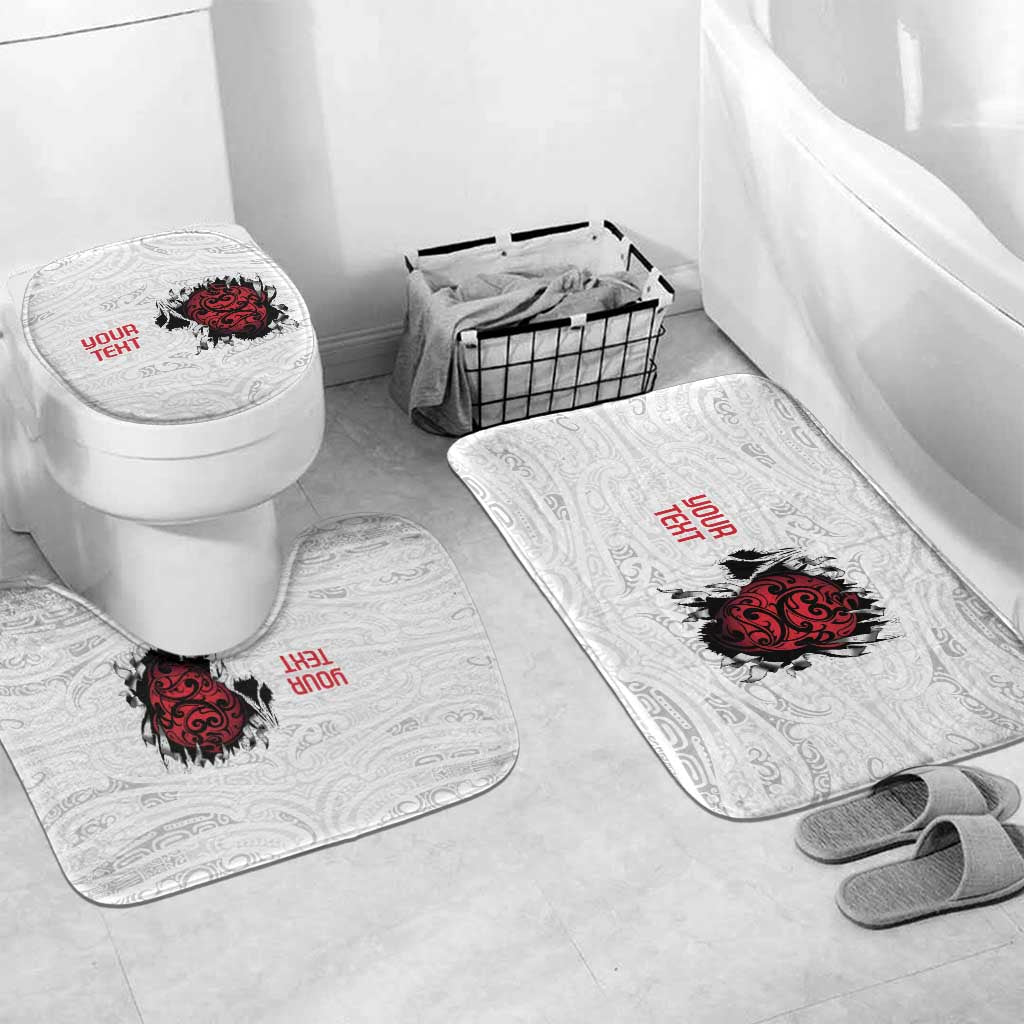 New Zealand Maori Heart Tribal Personalised Bathroom Set Polynesian Patterns