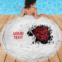 New Zealand Maori Heart Tribal Personalised Beach Blanket Polynesian Patterns