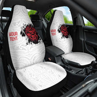 New Zealand Maori Heart Tribal Personalised Car Seat Cover Polynesian Patterns LT9 One Size White - Polynesian Pride