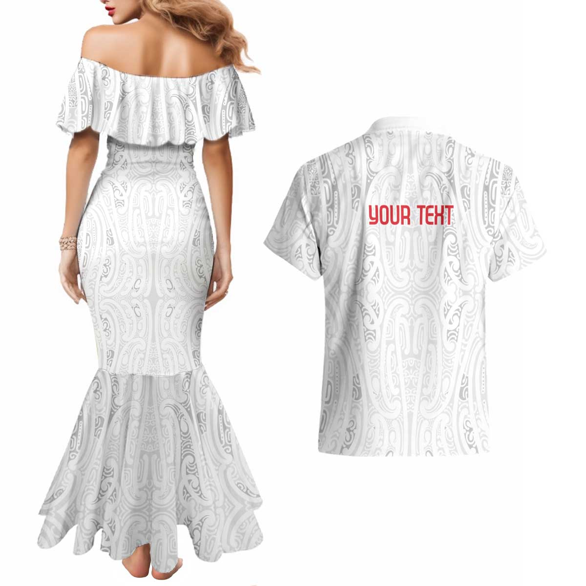 New Zealand Maori Heart Tribal Personalised Couples Matching Mermaid Dress and Hawaiian Shirt Polynesian Patterns LT9 - Polynesian Pride