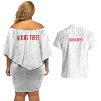 New Zealand Maori Heart Tribal Personalised Couples Matching Off Shoulder Short Dress and Hawaiian Shirt Polynesian Patterns LT9 - Polynesian Pride
