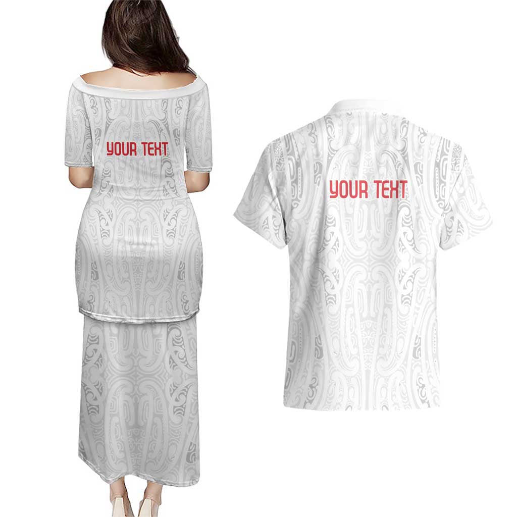 New Zealand Maori Heart Tribal Personalised Couples Matching Puletasi and Hawaiian Shirt Polynesian Patterns LT9 - Polynesian Pride