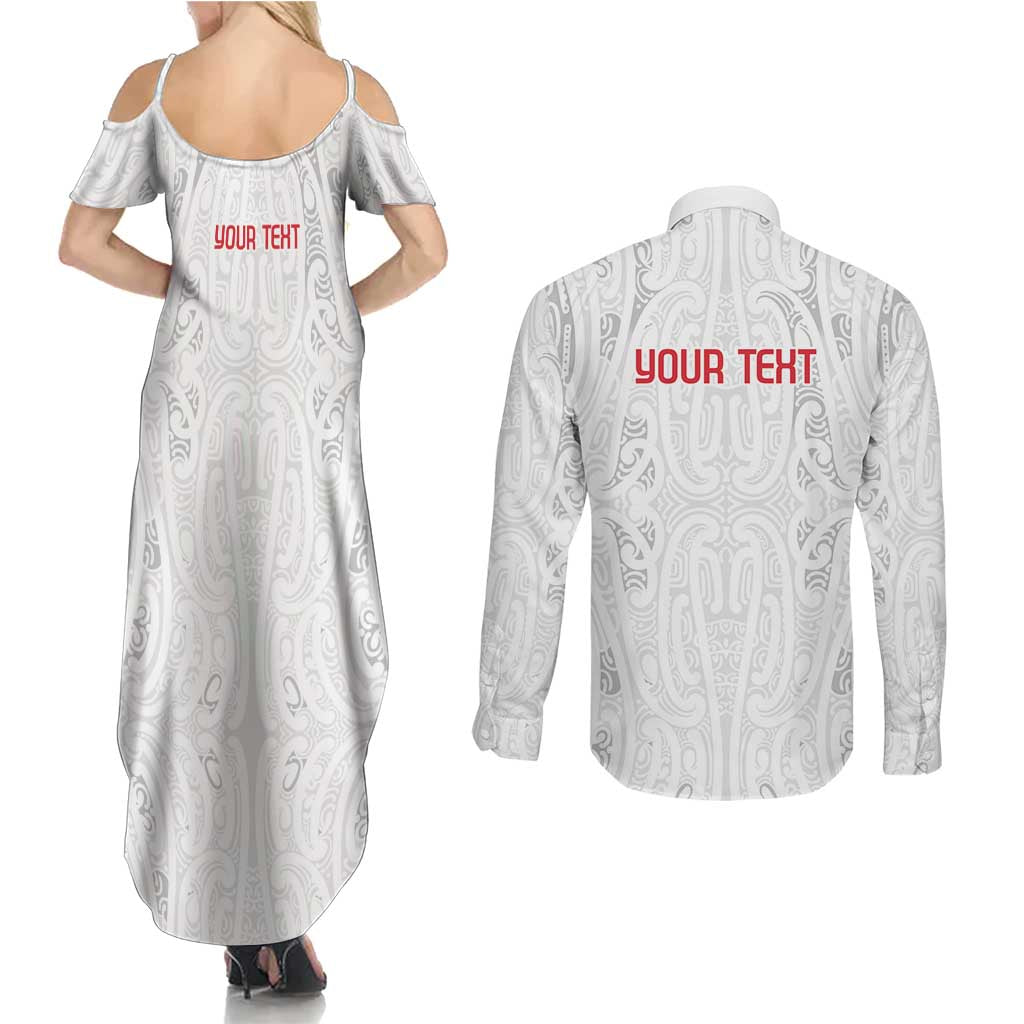 New Zealand Maori Heart Tribal Personalised Couples Matching Summer Maxi Dress and Long Sleeve Button Shirt Polynesian Patterns LT9 - Polynesian Pride