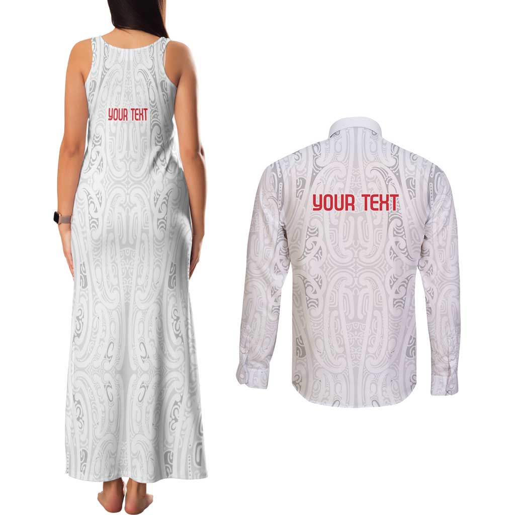 New Zealand Maori Heart Tribal Personalised Couples Matching Tank Maxi Dress and Long Sleeve Button Shirt Polynesian Patterns LT9 - Polynesian Pride